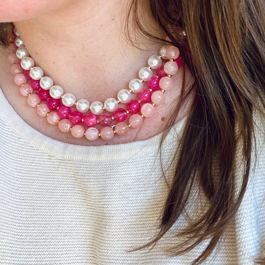 Ketting kralen fuchsia