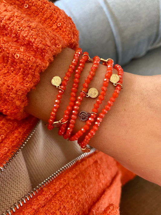 Set kralen armbanden oranje