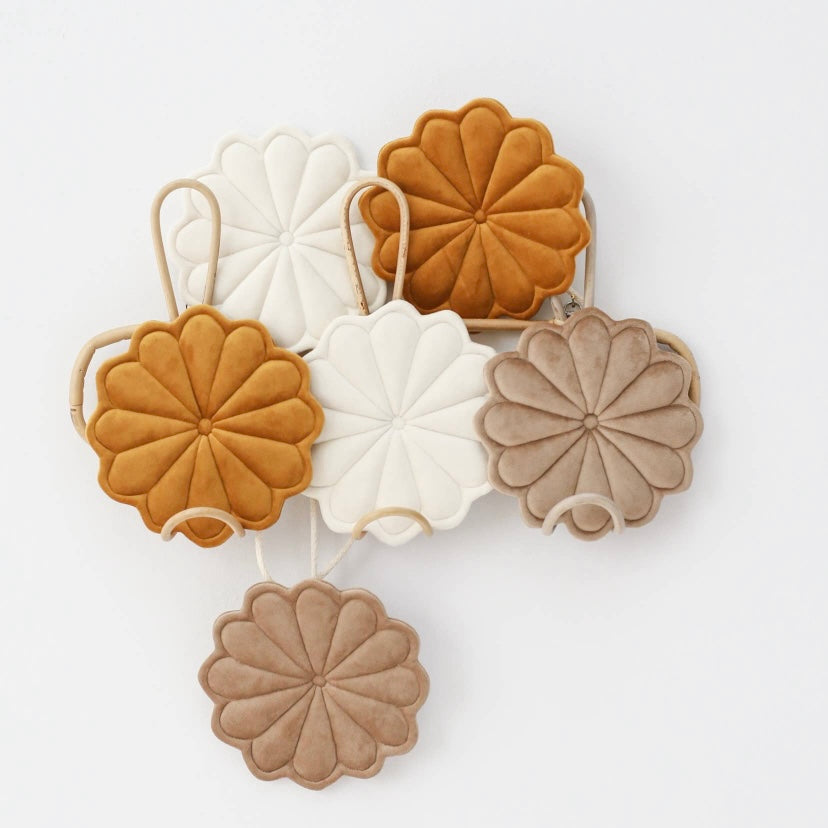 Fluwelen slinger beige/crème/mosterd