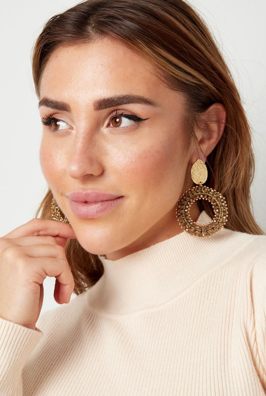 Ibiza beige/gouden oorbellen