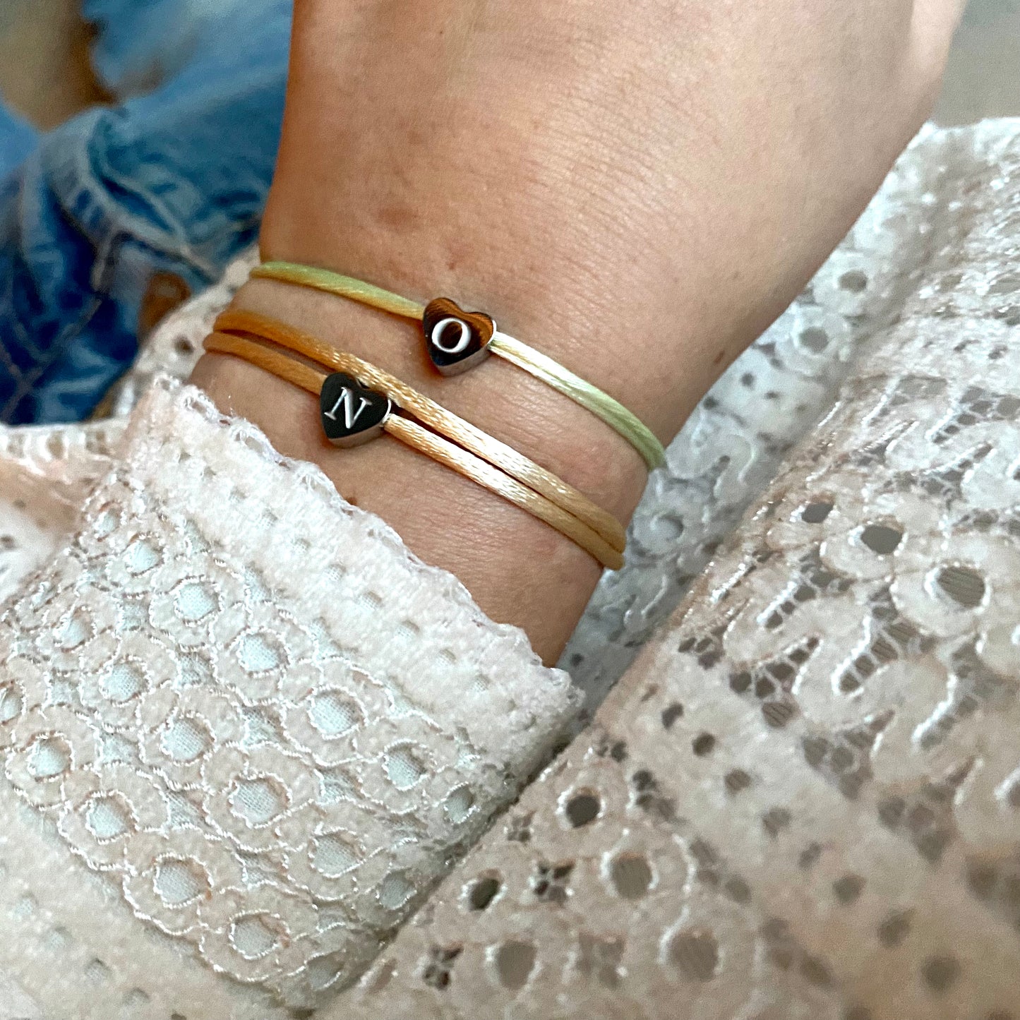 Armband hart letter zilver
