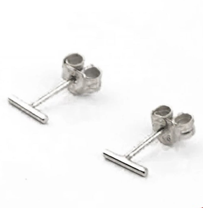 Bar zilver studs oorbellen
