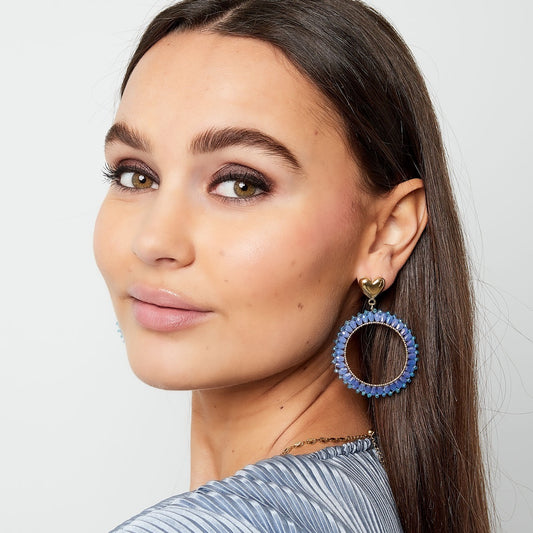 Hart kristalkralen oorbellen