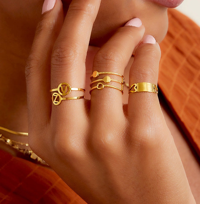 Ring met letter zilver A-Z