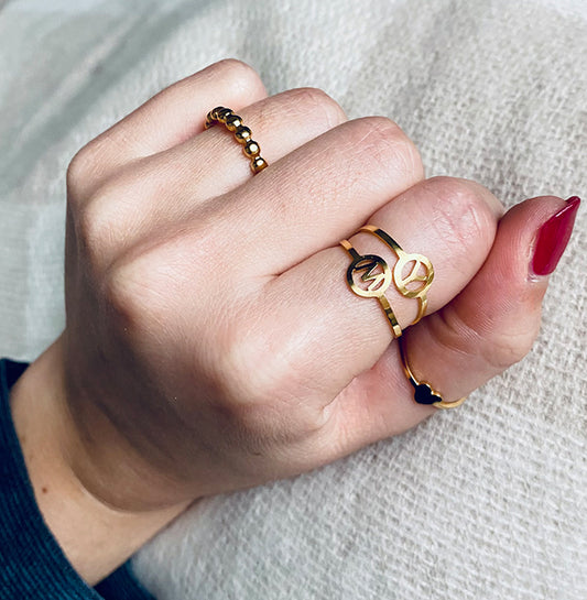 Ring met letter zilver A-Z