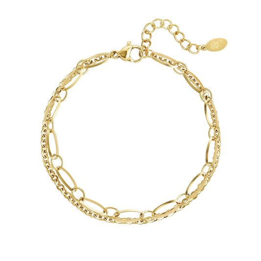 Armband schakel triple goud