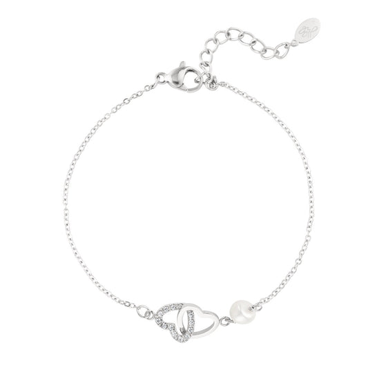 Armband connected hearts zilver