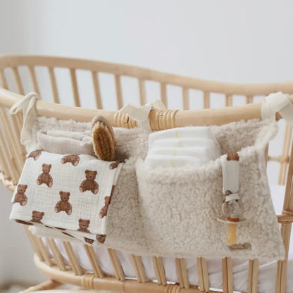 Teddy organizer voor babybedje crème