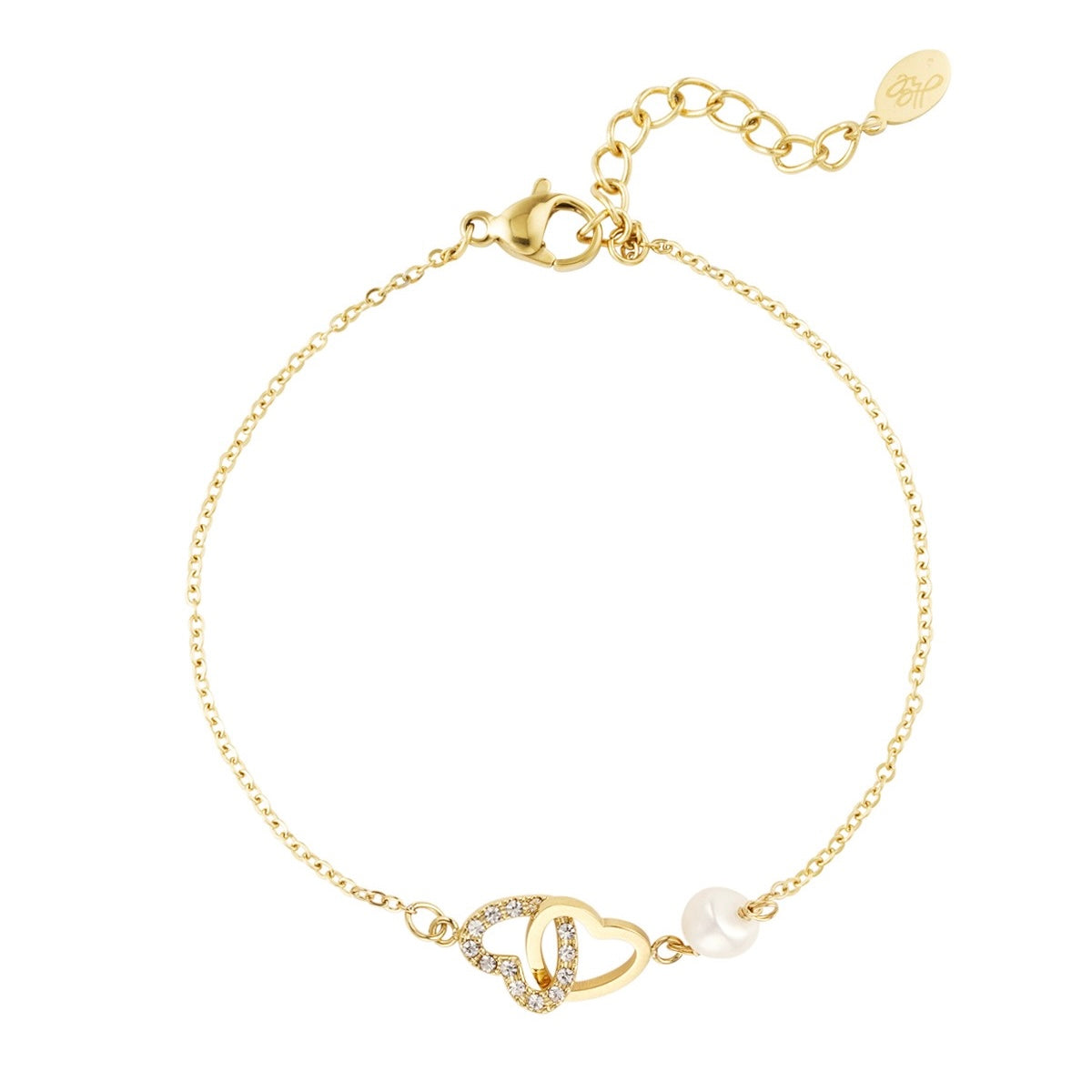 Armband connected hearts goud