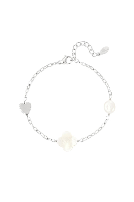 Pearl schakelarmband zilver