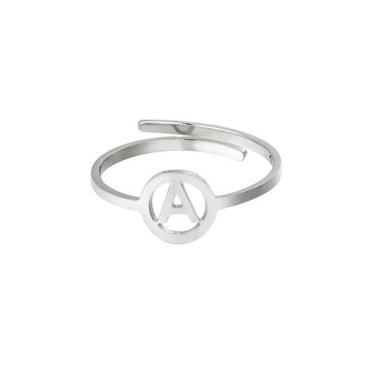 Ring met letter zilver A-Z